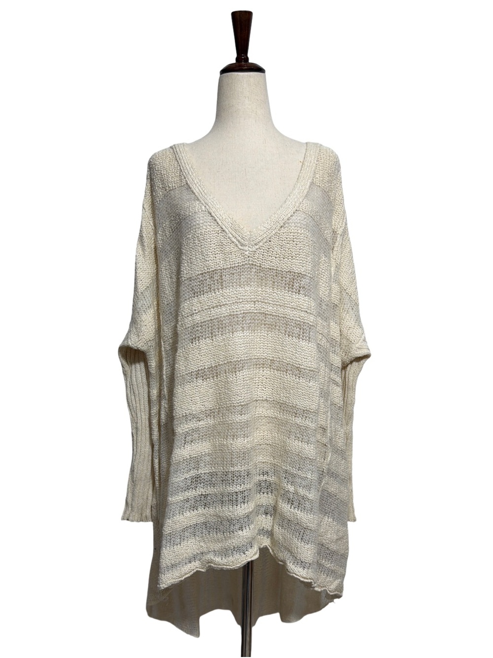Free People • Spending Time Stripe Hi Lo Pullover Sweater S ASO Violet Harmon - Picture 2 of 9